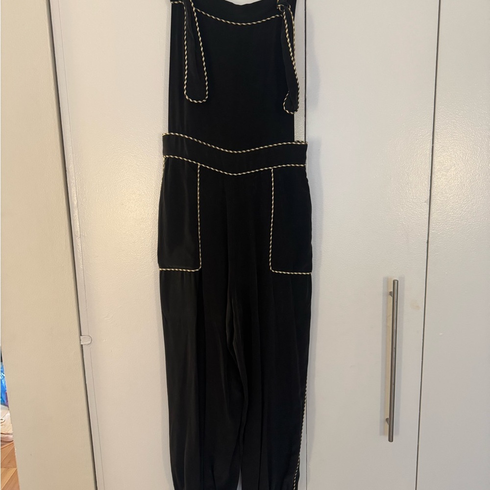 Chic Black Jumpsuit with White Accents
